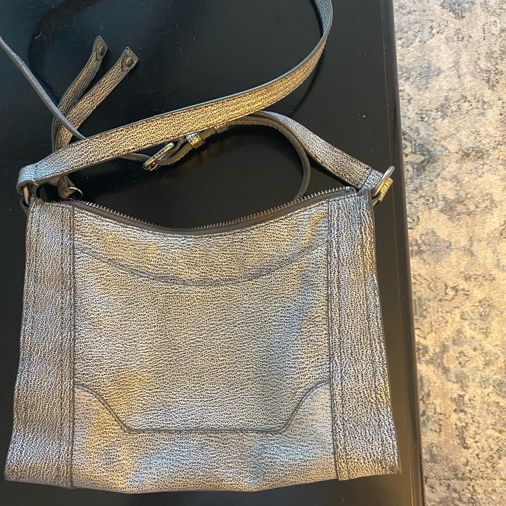 Frye silver metallic handbag purse